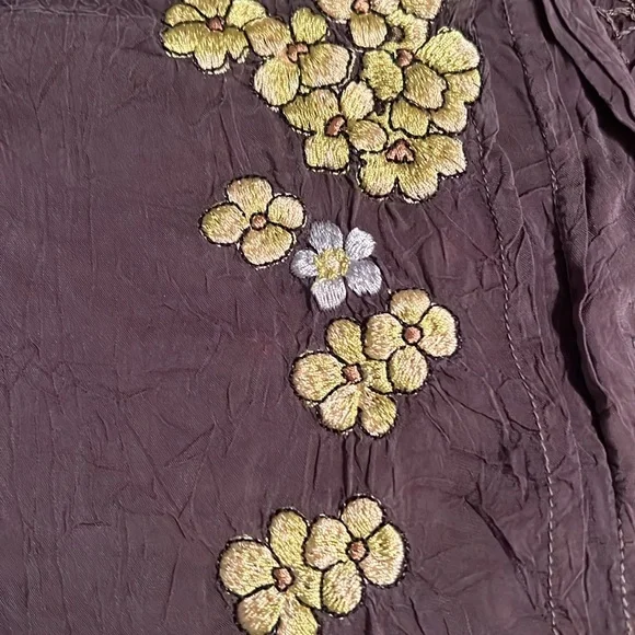 Johnny Was Brown Top with Floral Embroidery - Picture 3 of 5